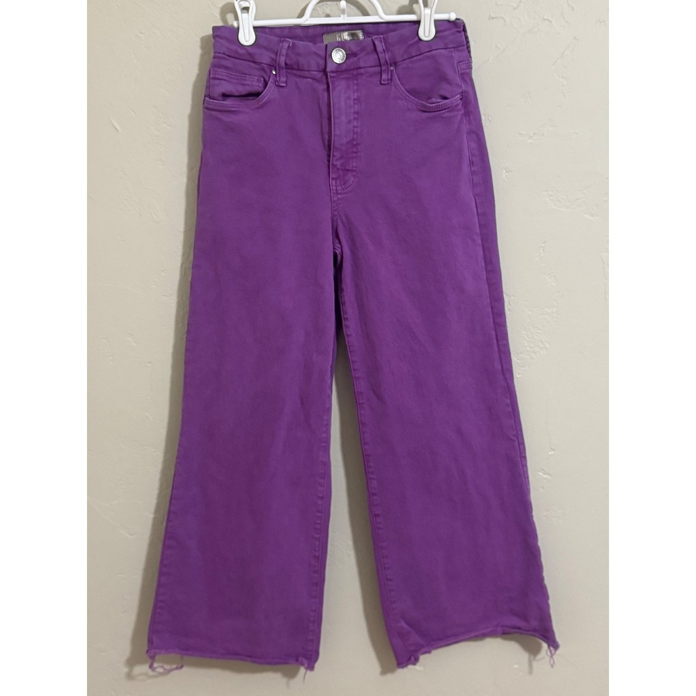 KUT from the Kloth 0 Meg Fab Ab wide leg purple raw fray hem high rise